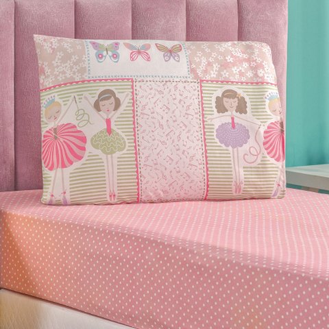 Jogo Cama Lençol Fantasy Solteiro Infantil Microfibra 2 Peças - Bailarina Balé