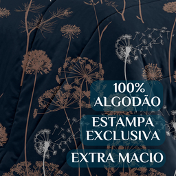 Conjunto Cama Casal Queen Size Safira Estampado 100% Algodão Viena:azul - 3