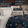 Conjunto Cama Casal Queen Size Safira Estampado 100% Algodão Viena:azul - 2