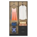 Ver imagem 4 de Guarda-Roupa 4 Portas e 2 Gavetas Panama 90cm Preto - Fellicci Móveis