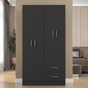 Ver imagem 1 de Guarda-Roupa 4 Portas e 2 Gavetas Panama 90cm Preto - Fellicci Móveis