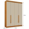 Guarda Roupa Modulado Individual Orion Cinamomo Off White 4 Portas 3 Gavetas Leifer Móveis - 3