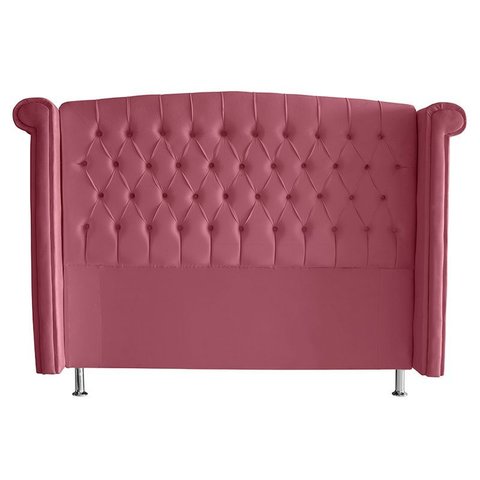 Cabeceira de Cama Box Toquio Casal 140 Cm Suede Rosa Bebê Eli Móveis e Decoração