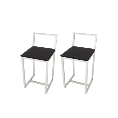 Kit 2 Banqueta Baixa Para Cozinha Industrial Assento Estofado White  