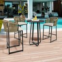 Ver imagem 3 de Kit 03 Banqueta Para Área Gourmet Cozinha Varanda Corda Náutica Sunset D04 Bege - Lyam Decor