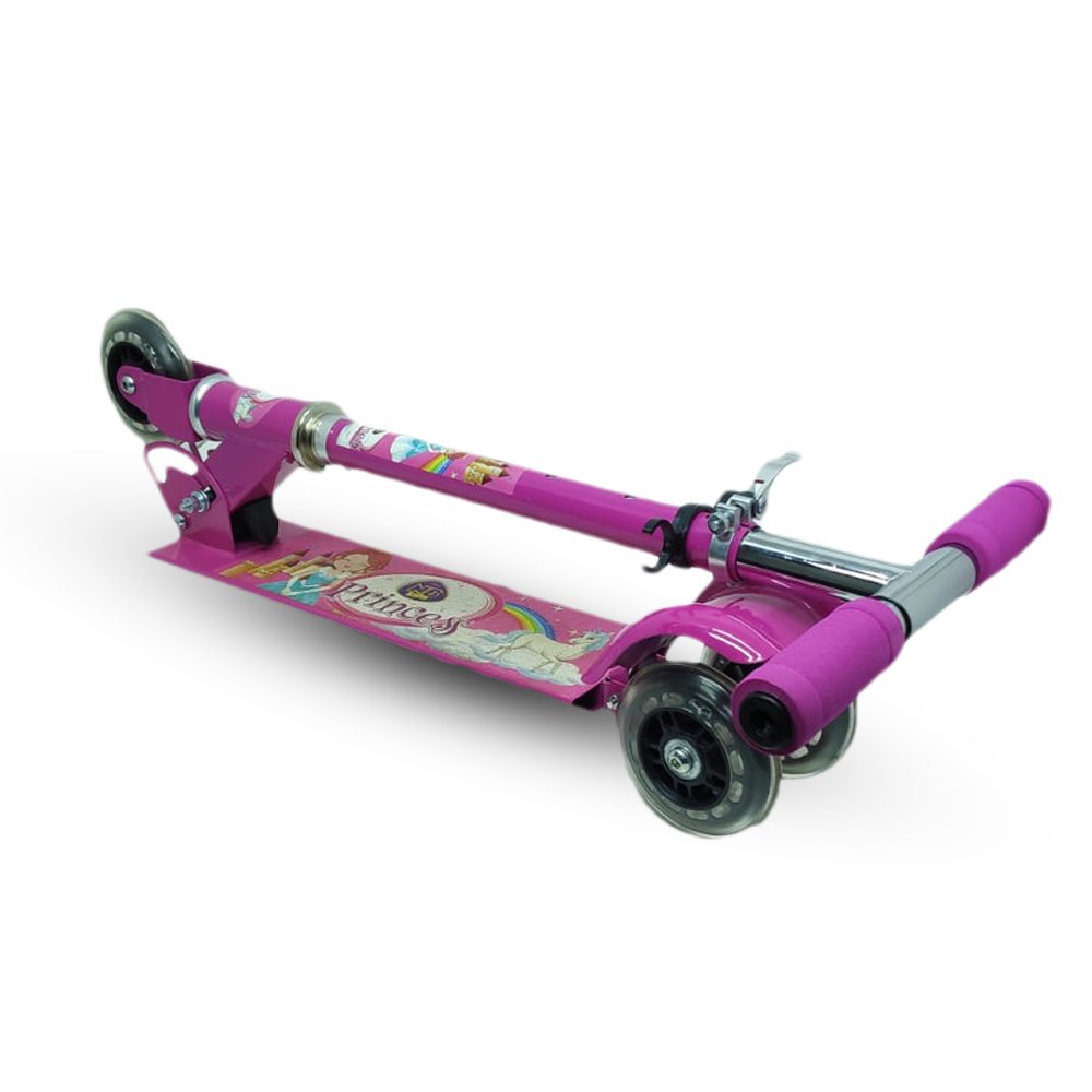 Patinete Nbkids Scooter de Ferro Dobrável Altura Regulável - Rosa / Princesa - 4