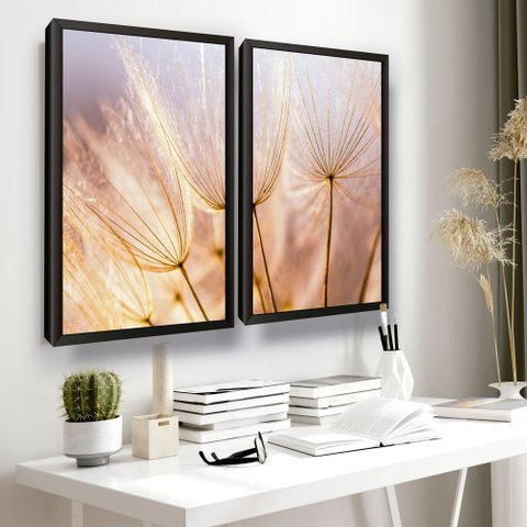 Quadros Decorativos Flor Dente de Leão com Moldura Mosaico