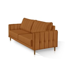 Sofá Living Biagio Pés Madeira 2,40m - Fortbello Estofados:terracota - 3