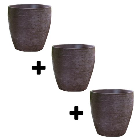 Kit 3 Vaso Planta 50x50 Oval Moderno Polietileno BGPLASTICOS V1350 MARROM MADEIRA 015