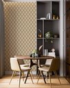 Ver imagem 2 de Papel de Parede Adesivo Estofado Dourado Sofá Botão 2,80m