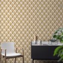 Ver imagem 5 de Papel de Parede Adesivo Estofado Dourado Sofá Botão 2,80m