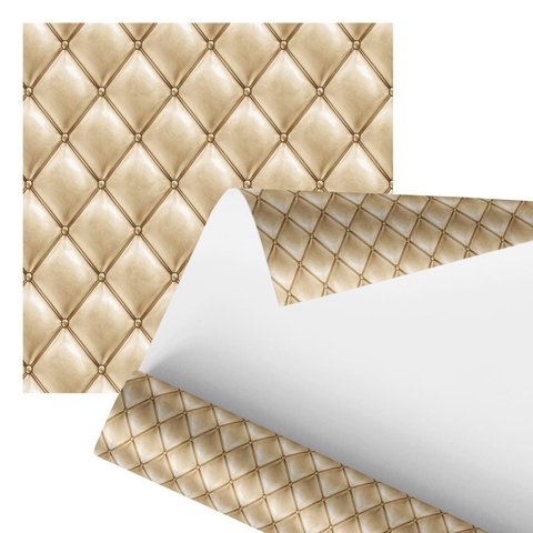 Papel de Parede Adesivo Estofado Dourado Sofá Botão 2,80m