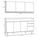 Ver imagem 4 de Armário Aéreo Argélia e Balcão Gabinete Para Pia 150cm sem Tampo Marrocos Castanho/Cinza -