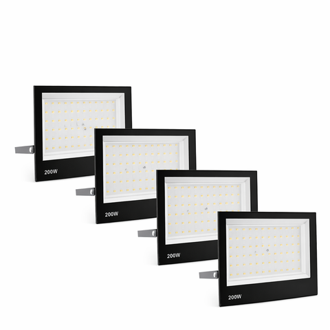 Kit 4 Refletores Led 200w Ip66 Bivolt Branco Frio Holofote Externo Alta Potência