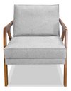 Ver imagem 3 de Poltrona Luxo Lara para Sala Base de Madeira Linho Cinza - Bz Home Decor
