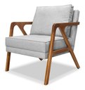 Ver imagem 2 de Poltrona Luxo Lara para Sala Base de Madeira Linho Cinza - Bz Home Decor