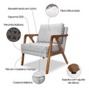 Ver imagem 5 de Poltrona Luxo Lara para Sala Base de Madeira Linho Cinza - Bz Home Decor