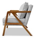 Ver imagem 4 de Poltrona Luxo Lara para Sala Base de Madeira Linho Cinza - Bz Home Decor