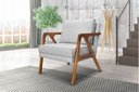 Ver imagem 1 de Poltrona Luxo Lara para Sala Base de Madeira Linho Cinza - Bz Home Decor