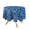 Toalha de Mesa Redonda em Tecido Jacquard Azul Escuro Medalhão Tradicional 3,10m - 1