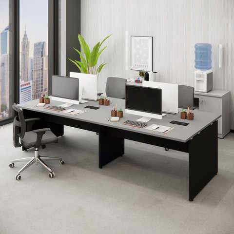 Espaço de Trabalho Escritório 4 Pessoas 2,70m Cs Pre F5 Cor:cinza Sagrado com Preto