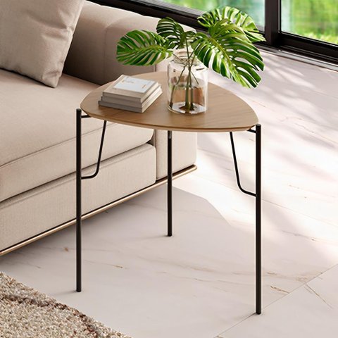 Mesa Lateral 56cm de Apoio para Sala Multiuso 100% Mdf Cor:louro com Preto