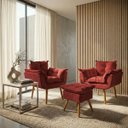 Ver imagem 1 de Kit 2 Poltronas Decorativa e Puff para Sala Recepção Manicure Consultório Quarto Alice Tecido Suede