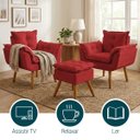 Ver imagem 4 de Kit 2 Poltronas Decorativa e Puff para Sala Recepção Manicure Consultório Quarto Alice Tecido Suede