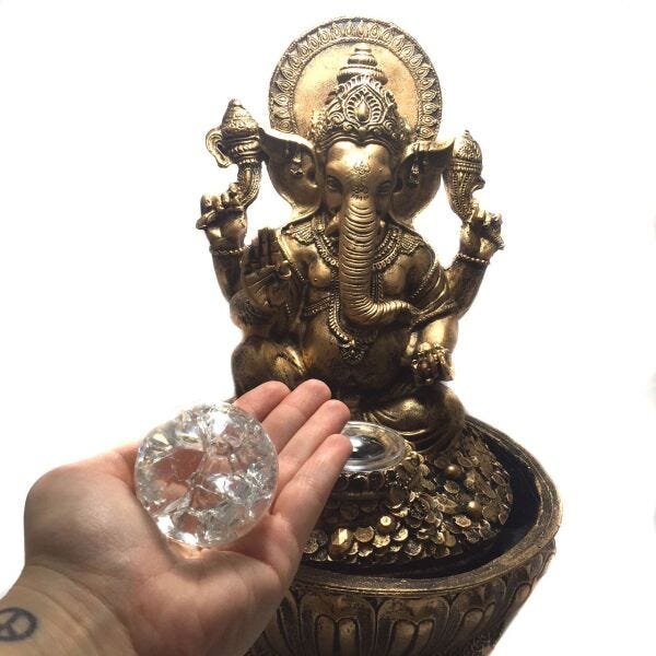 Fonte de Água Estátua de Ganesha Dourado Bivolt 30cm - 2