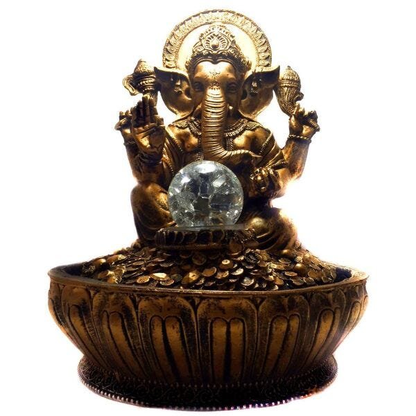 Fonte de Água Estátua de Ganesha Dourado Bivolt 30cm - 1