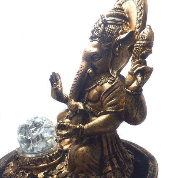 Fonte de Água Estátua de Ganesha Dourado Bivolt 30cm - 5