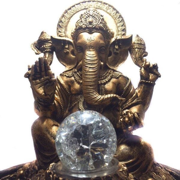 Fonte de Água Estátua de Ganesha Dourado Bivolt 30cm - 4