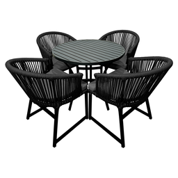Conjunto Cancún - Alumínio Pintado Preto, Corda Náutica - Preto - 1