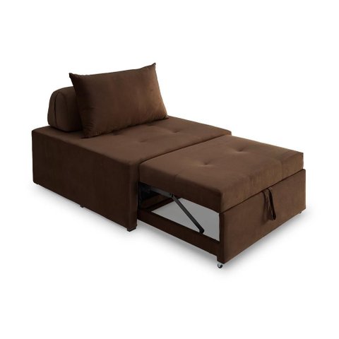 4 em 1 Poltrona, Puff, Chaise e Cama Ares Marrom Estofama