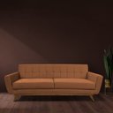 Ver imagem 2 de Sofá 03 Lugares 210cm Miami Base Madeira Veludo Camel - Nexta Casa