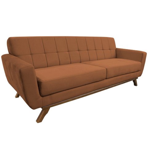 Sofá 03 Lugares 210cm Miami Base Madeira Veludo Camel - Nexta Casa