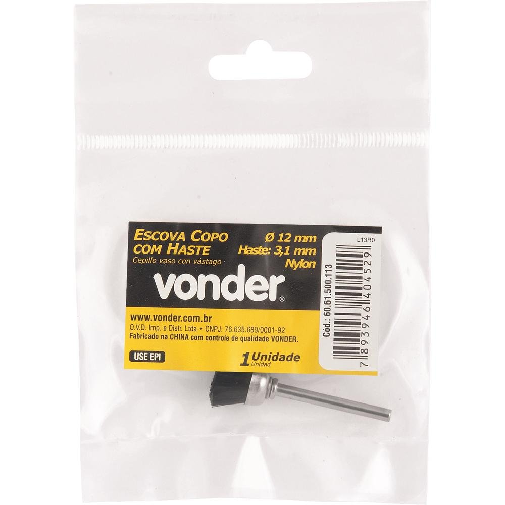 Escova copo 12mm nylon c/ haste p/ microrretífica Vonder - 3
