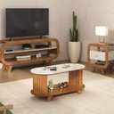 Ver imagem 1 de Conjunto 3 Peças Sala de Estar Mesa de Centro Vivladi e Mesa de Apoio e Rack Theo