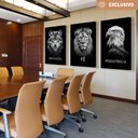 Ver imagem 1 de Kit 3 Quadros Decorativo Dedicação, Fé e Persistência Preto e Branco Sala Quarto Casa Escritório