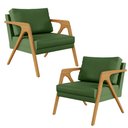 Ver imagem 1 de Kit 02 Poltronas Decorativa Sala Pietra Com Estrutura Madeira L02 Facto Verde Musgo - Lyam Decor