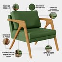 Ver imagem 4 de Kit 02 Poltronas Decorativa Sala Pietra Com Estrutura Madeira L02 Facto Verde Musgo - Lyam Decor