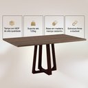 Ver imagem 3 de Mesa Jantar Retangular Julia 160cm Tampo Freijó Base Madeira Maciça Castanho 6 Lugares Sala Jantar
