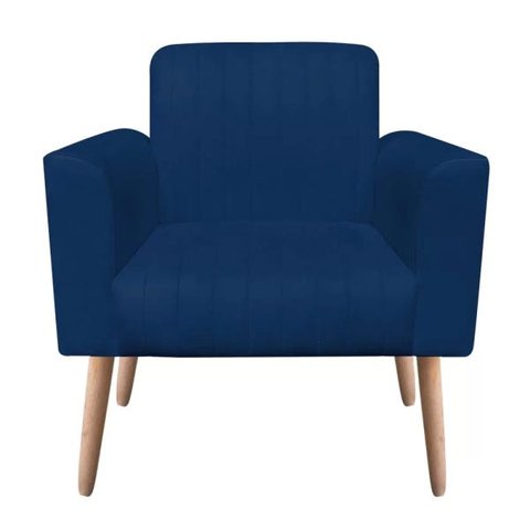 Poltrona Viena Gomada Suede Azul Marinho Pés Palito - D'Rossi