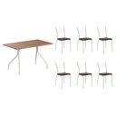 Ver imagem 1 de Conjunto: Mesa Sala Jantar 1556 Aço 136cm + 6 Cadeiras 1700 Prata/freijo - Prata/corano Cacau -