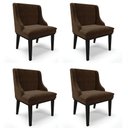 Ver imagem 1 de Kit 4 Cadeiras Estofadas para Sala de Jantar Base Fixa de Madeira Preto Lia Suede Marrom - Ibiza