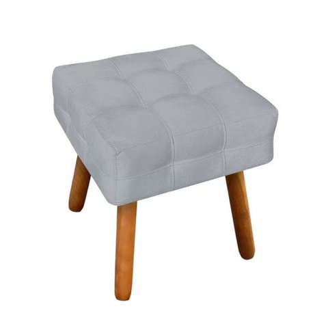 Puff Elisa Suede Cinza Pés Palito