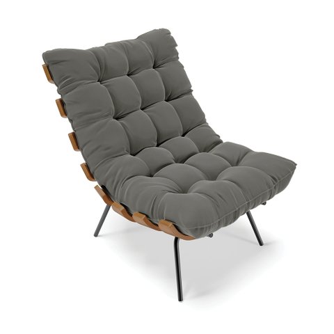 Poltrona Costela Suede Grafite