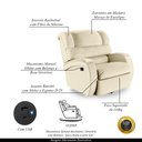 Ver imagem 4 de Poltrona do Papai Sala de Cinema Reclinável Kylie Glider Manual Giratória USB PU Bege G23 Gran Belo 