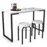 Conjunto Mesa de Cozinha Prattica Industrial 120cm com 2 Banquetas F02 Branco - Mpozenato - 3