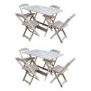 Ver imagem 1 de Kit 2 Jogos de Mesa com 4 Cadeiras de Madeira Dobrável 120x70 Ideal para Bar e Restaurante - sem Pin